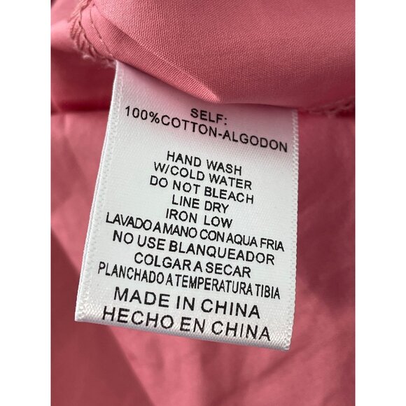 Listicle Blouse Size Medium Ruffle Neck Short Sleeve Pink Cotton Feminine Chic - Picture 7 of 9